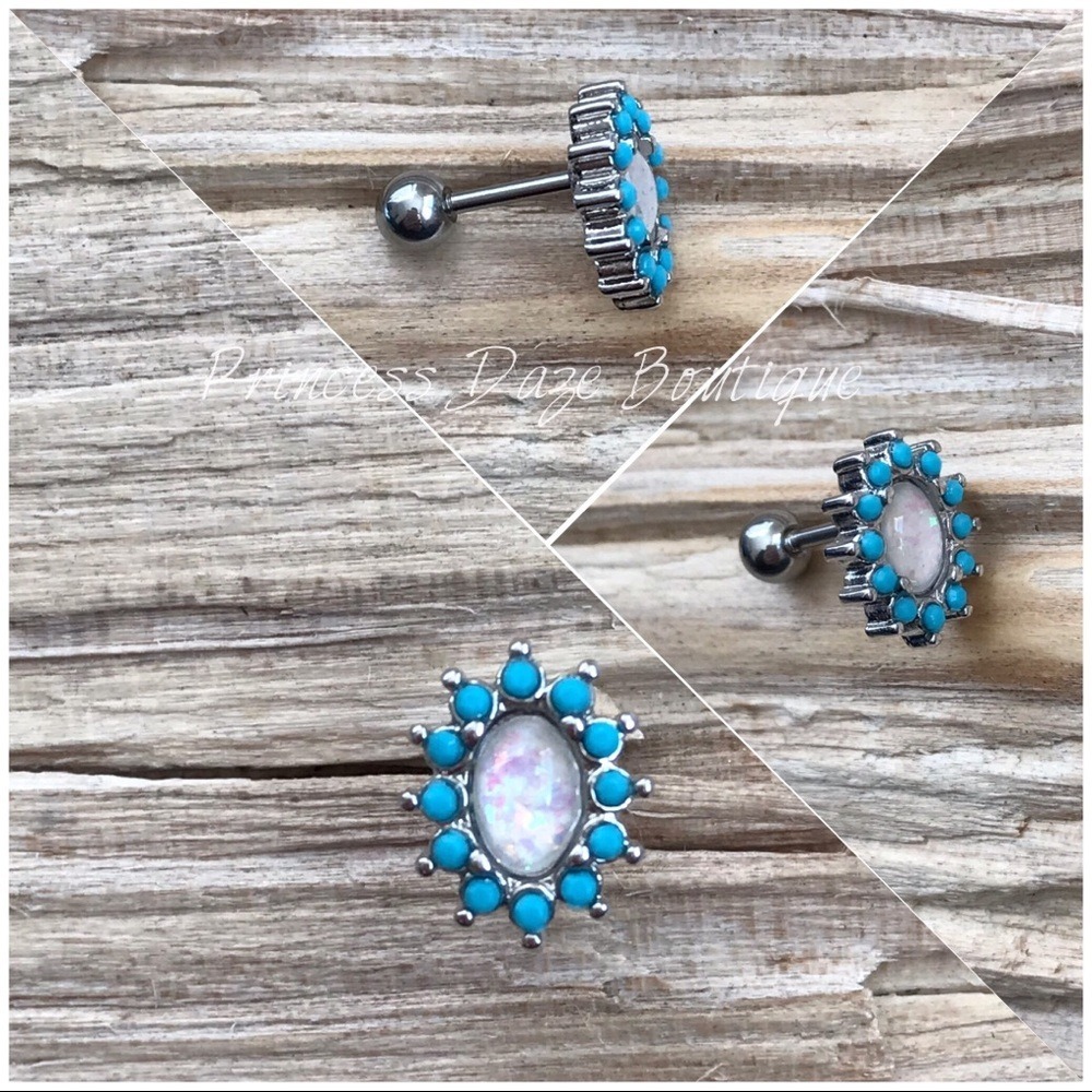Turquoise Opal Cartilage/ Tragus‎ Earring